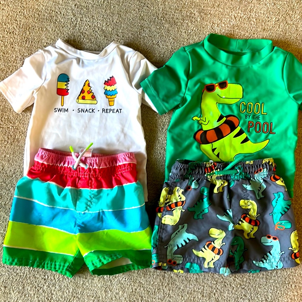12 month swim set, trunks and rash guard/swim shirt